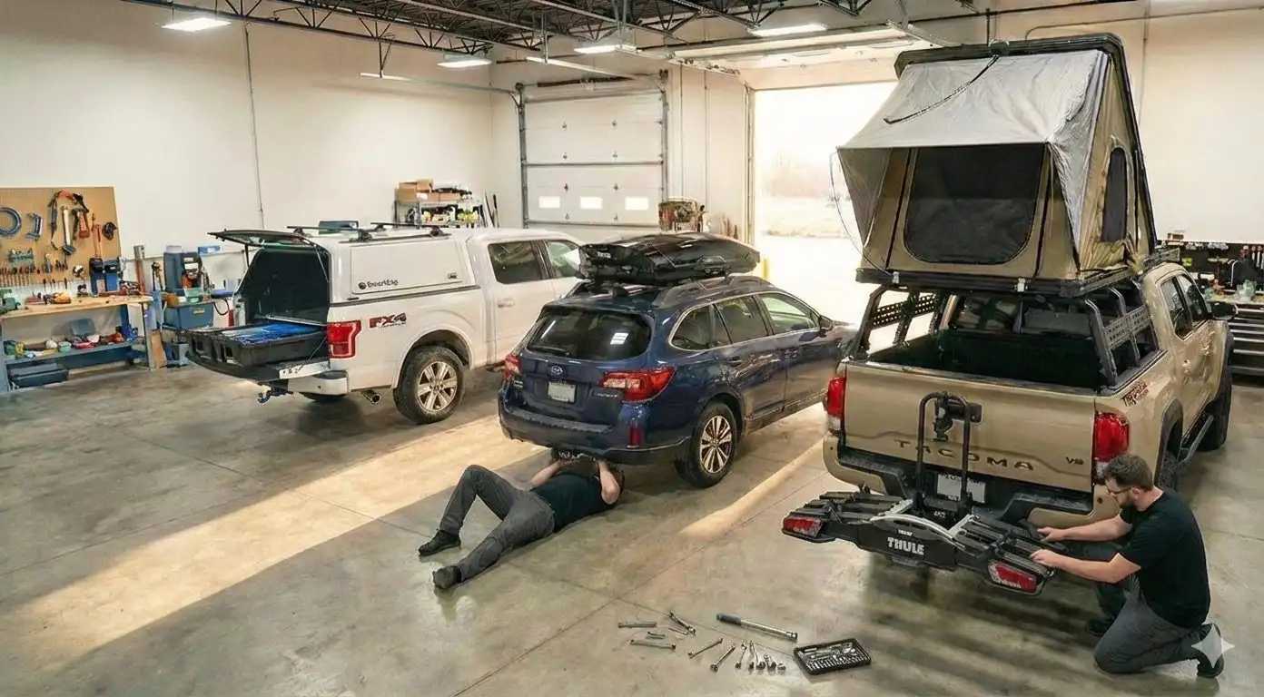 Rack N Road Sacramento storefront — trailer hitch and roof rack installation shop
