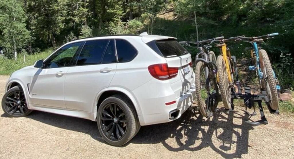 BMW X5 with New Hitch Installed & Kuat NV 2.0 Bike Rack w_ Add-On for 4 Bikes Rack N Road