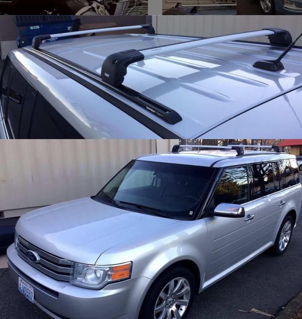 Ford Flex Outfitted with Tailored fit Thule Aeroblade Edge Roof Rack on Thule Track Rack N Road