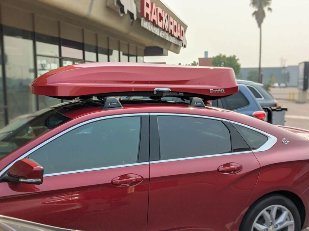 Inno-Cargo-Rooftop-Box-on-Chevy-Impala-rack-n-road