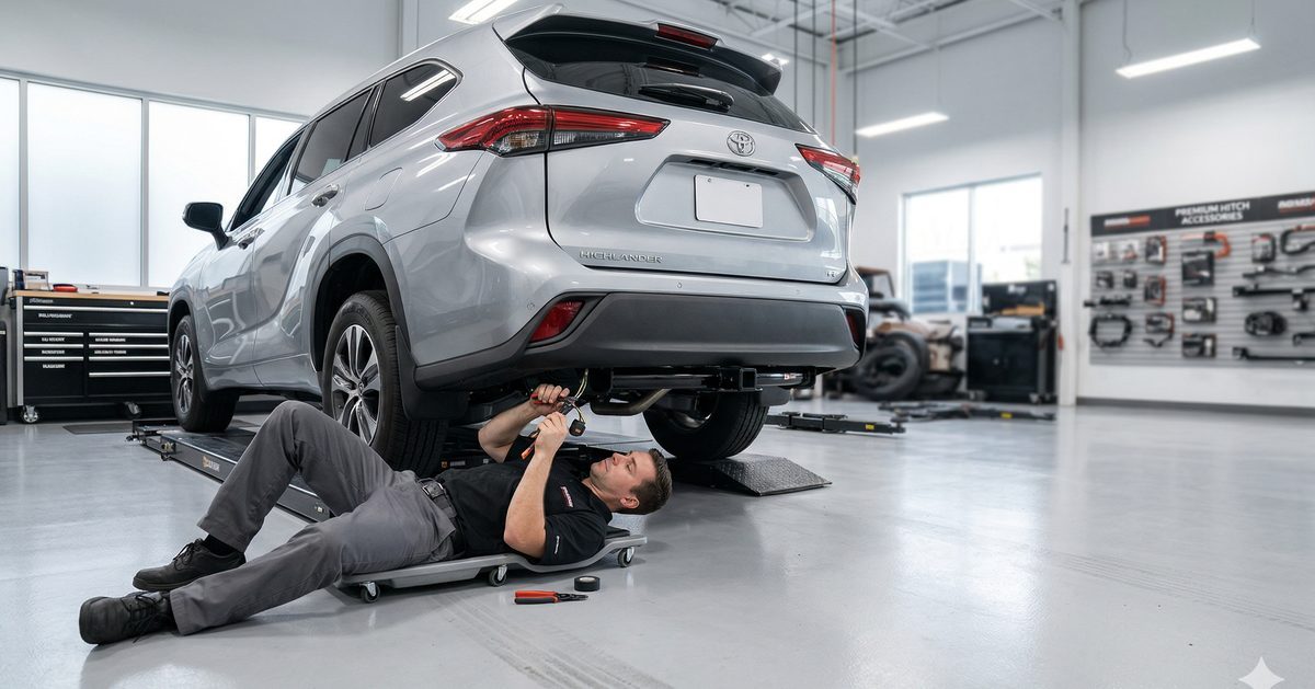 Professional trailer hitch installation in Sacramento shop